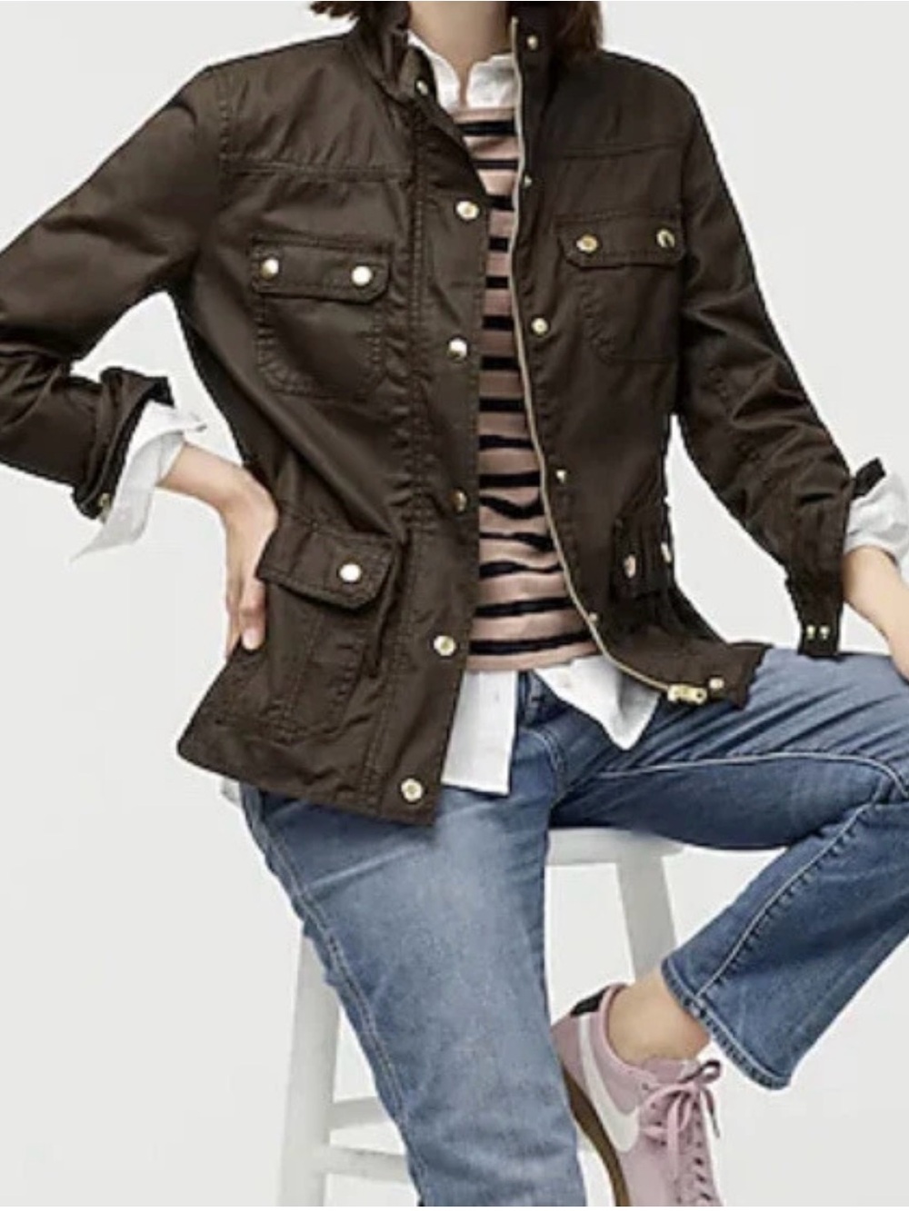 J. Crew nwt Downtown olive green cotton Utility Jacket size large
